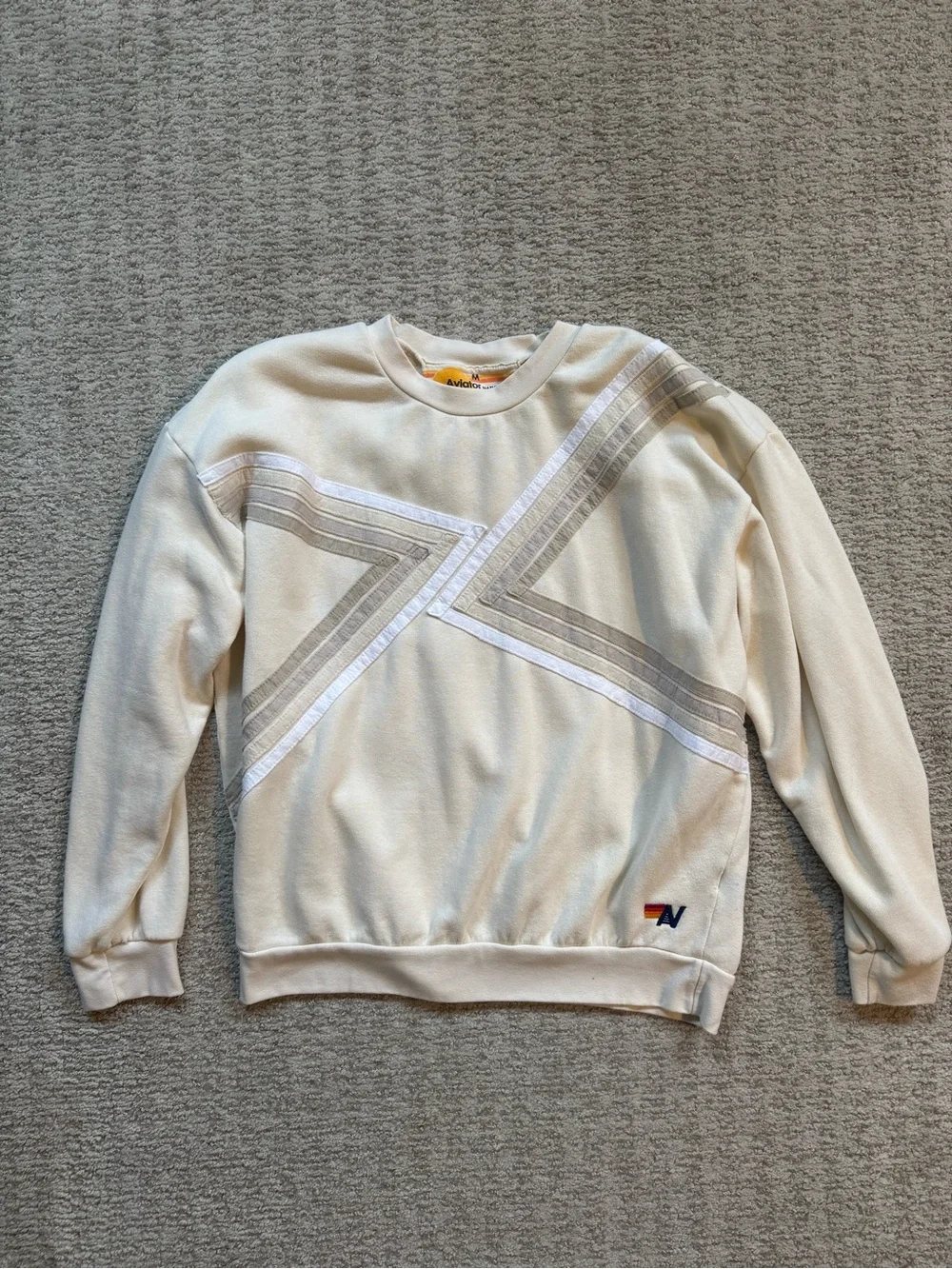 Aviator Nation Cream Blaze relaxed pullover MEDIUM - Picture 2 of 4